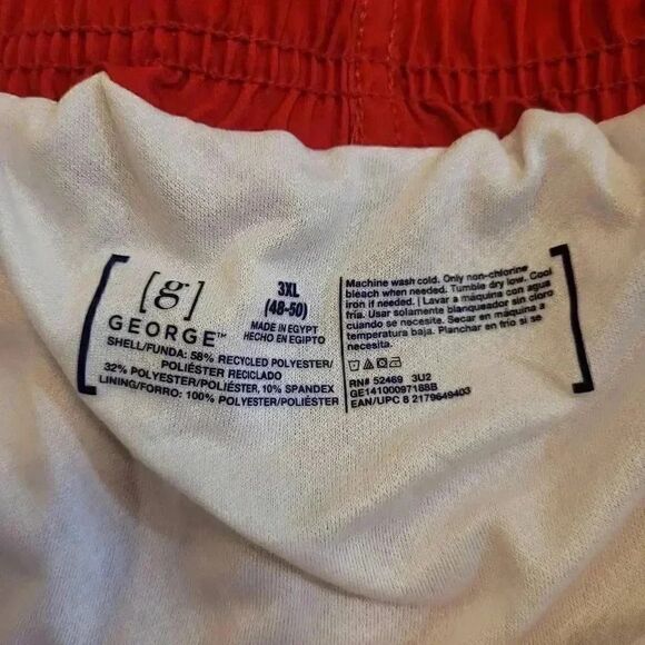 George Men's Above the Knee Red/Orange/White Poly/Spandex Eboard Shorts w Briefs - Picture 12 of 13